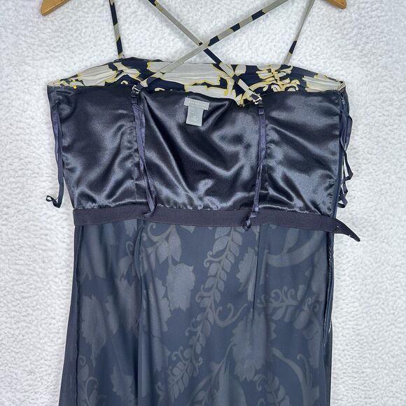 Ann Taylor Silk Cocktail Dress Shirred Bust Fluted Sz 14 Sash Tie Shelf Bra Chic - Picture 11 of 14